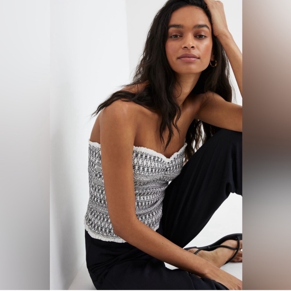 Anthropologie Smocked Sweetheart Tube Top NWT White M Summer Staple